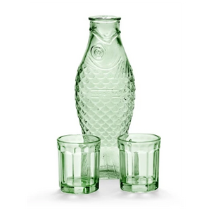 SET CARAFE + 2 GLASSES M GREEN FISH&FISH