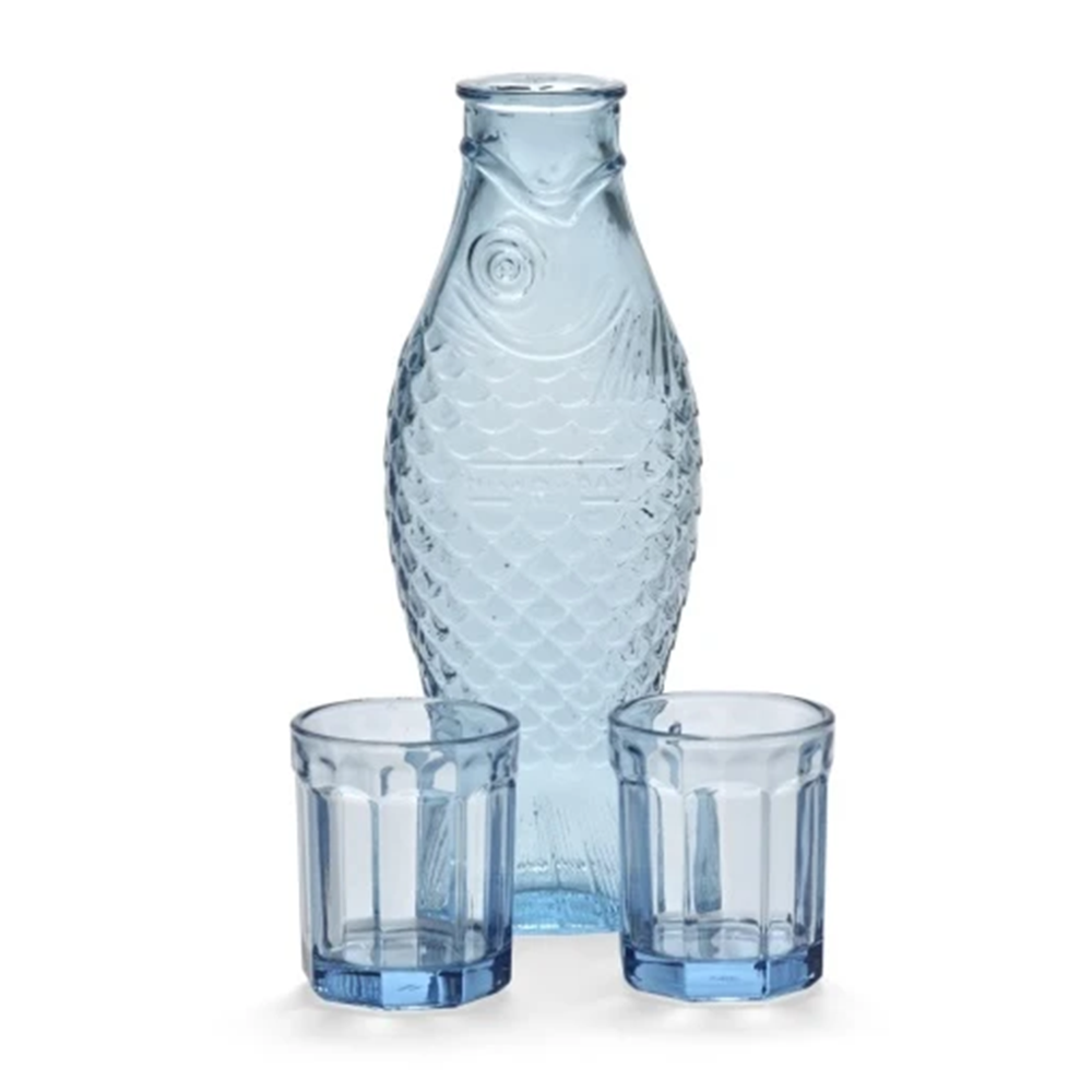 SET CARAFE + 2 GLASSES M BLUE FISH&FISH