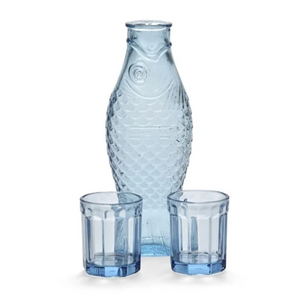 SET CARAFE + 2 GLASSES M BLUE FISH&FISH