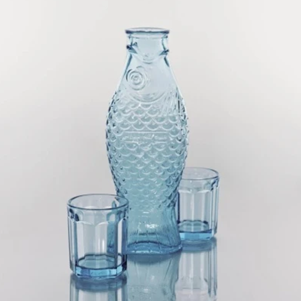 SET CARAFE + 2 GLASSES M BLUE FISH&FISH