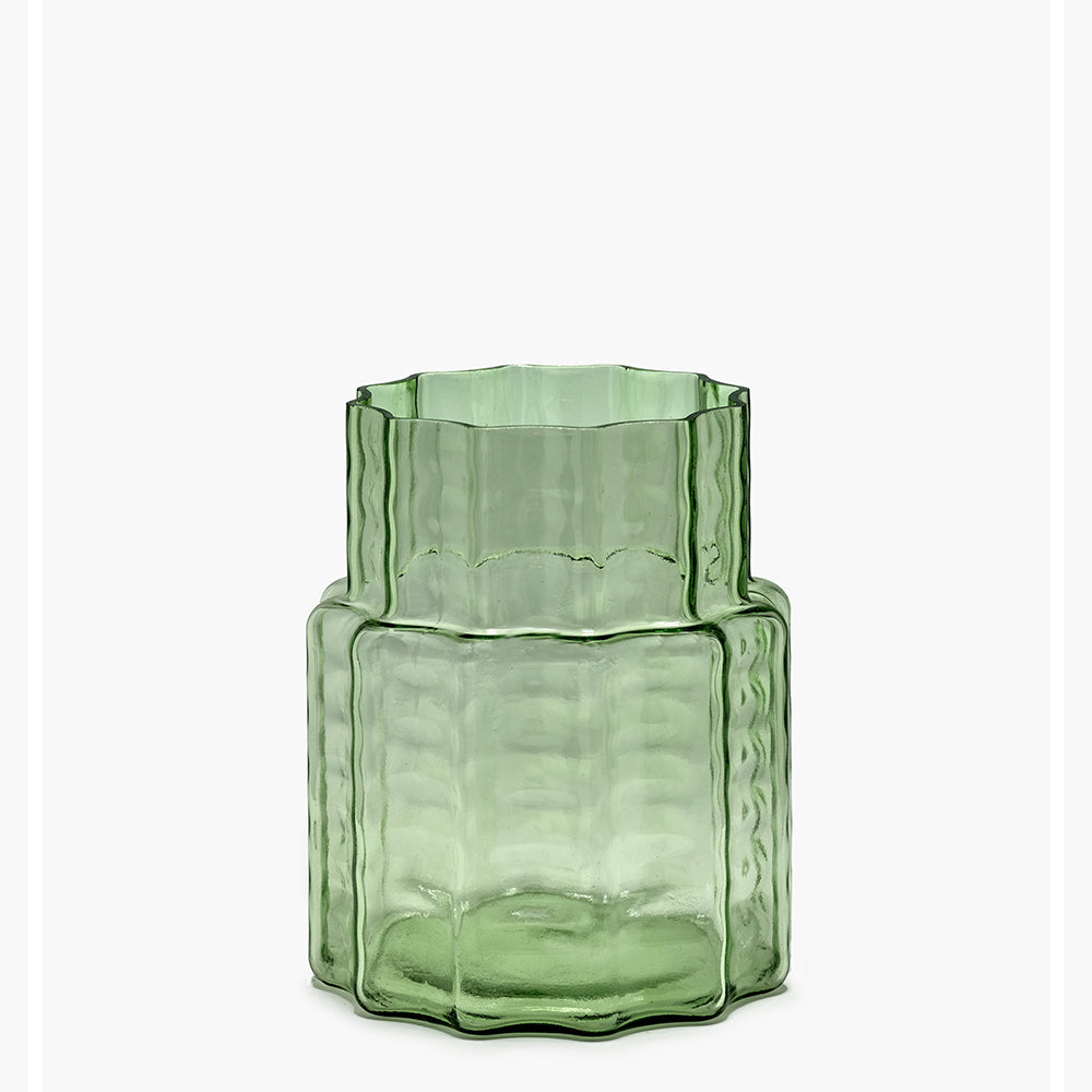 VASE N°4 GREEN TRANSPARENT WAVES