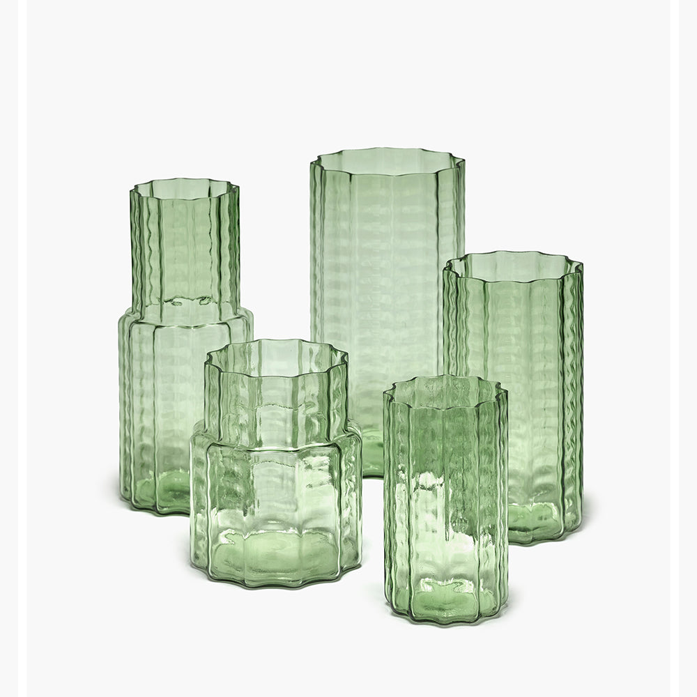VASE N°4 GREEN TRANSPARENT WAVES