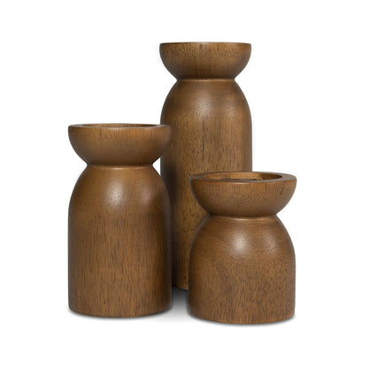 Fawn Pillar Candle Holder (Set of 3) - Smoked Chestnut