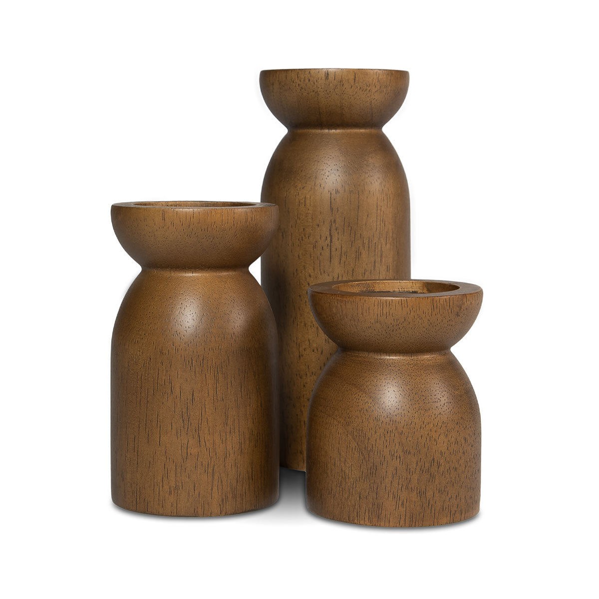 Fawn Pillar Candle Holder (Set of 3) - Smoked Chestnut