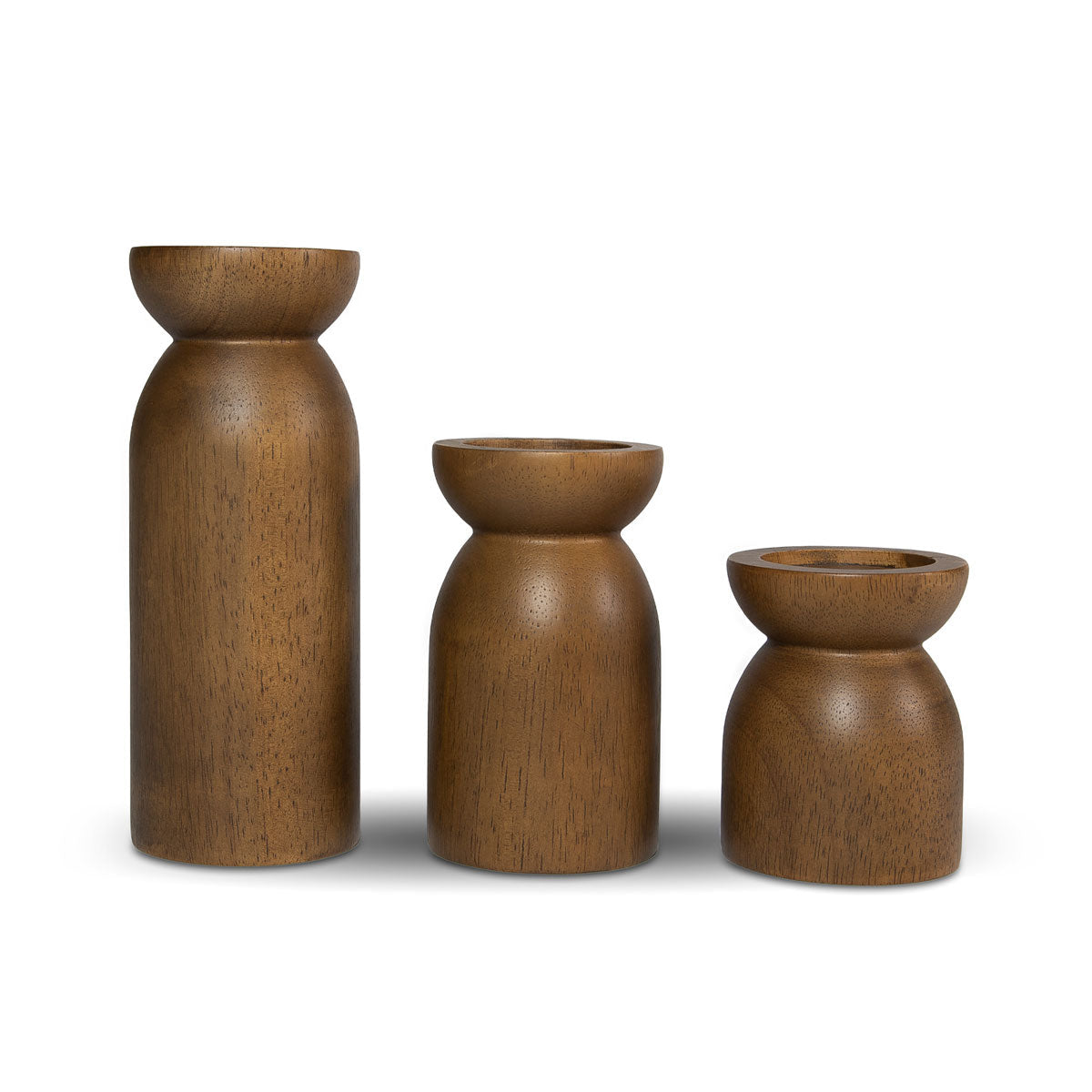 Fawn Pillar Candle Holder (Set of 3) - Smoked Chestnut