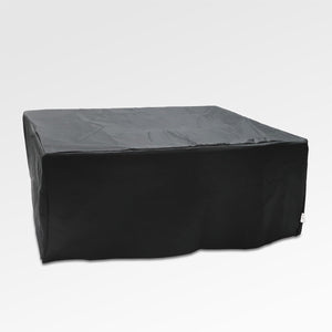Outdoor Black Aluminum Rectangle Fire Pit Table with Wind Guard and Cover