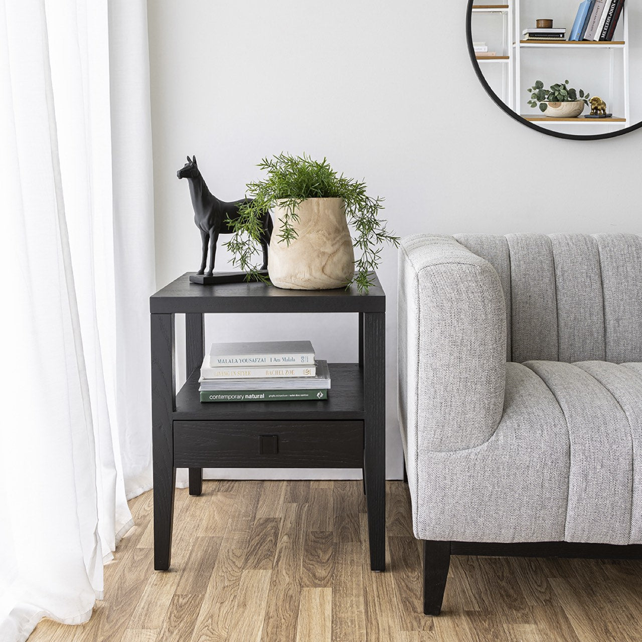 Hara 1 Drawer Night Stand - Black
