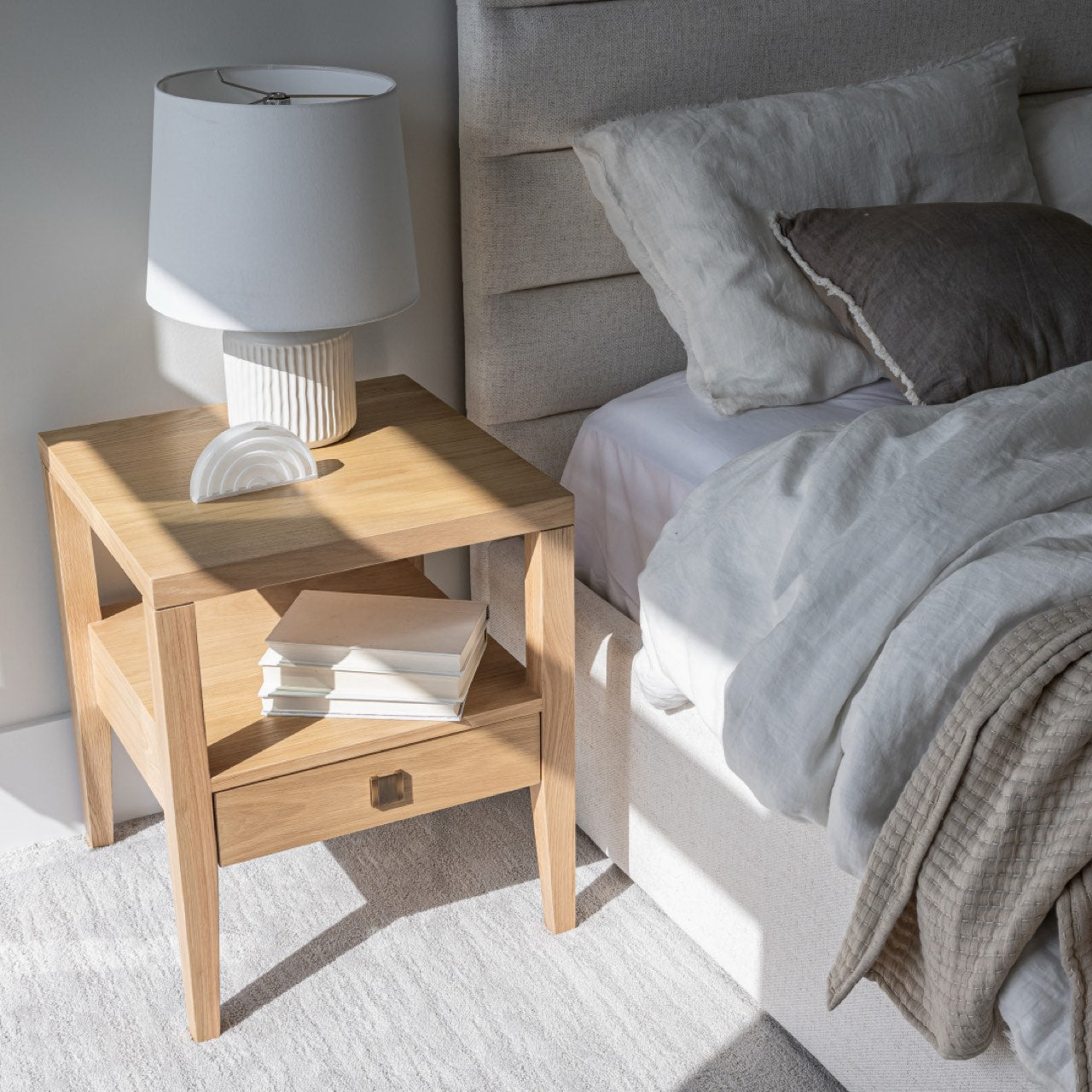 Hara 1 Drawer Accent Table - Natural Oak