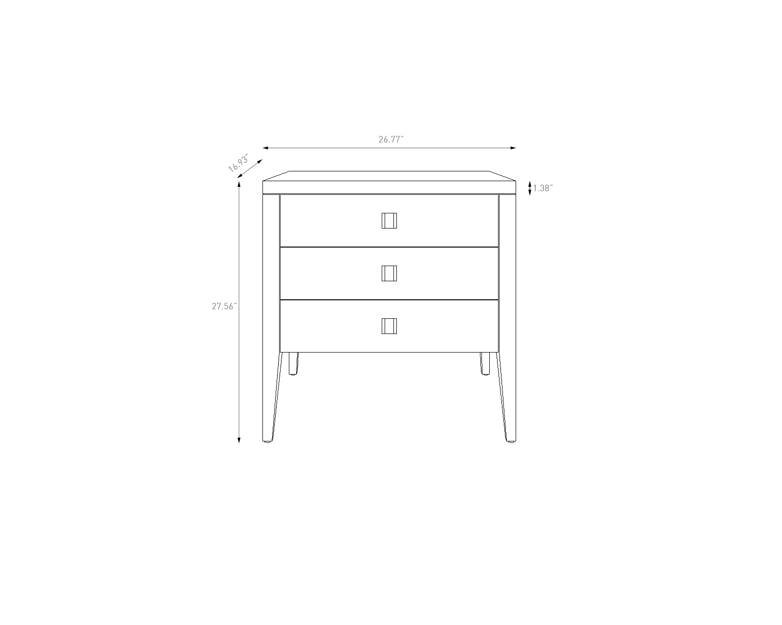 Hara 3 Drawer Dresser - White