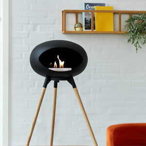 Le Feu Ground High Dome Matte Black Fireplace - BioEthanol Fuel