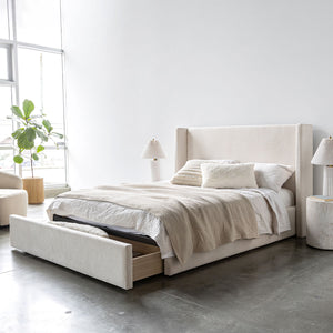 Lourdes King Storage Drawer Bed - Cream
