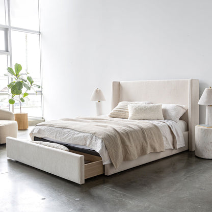 Lourdes Queen Storage Drawer Bed - Cream