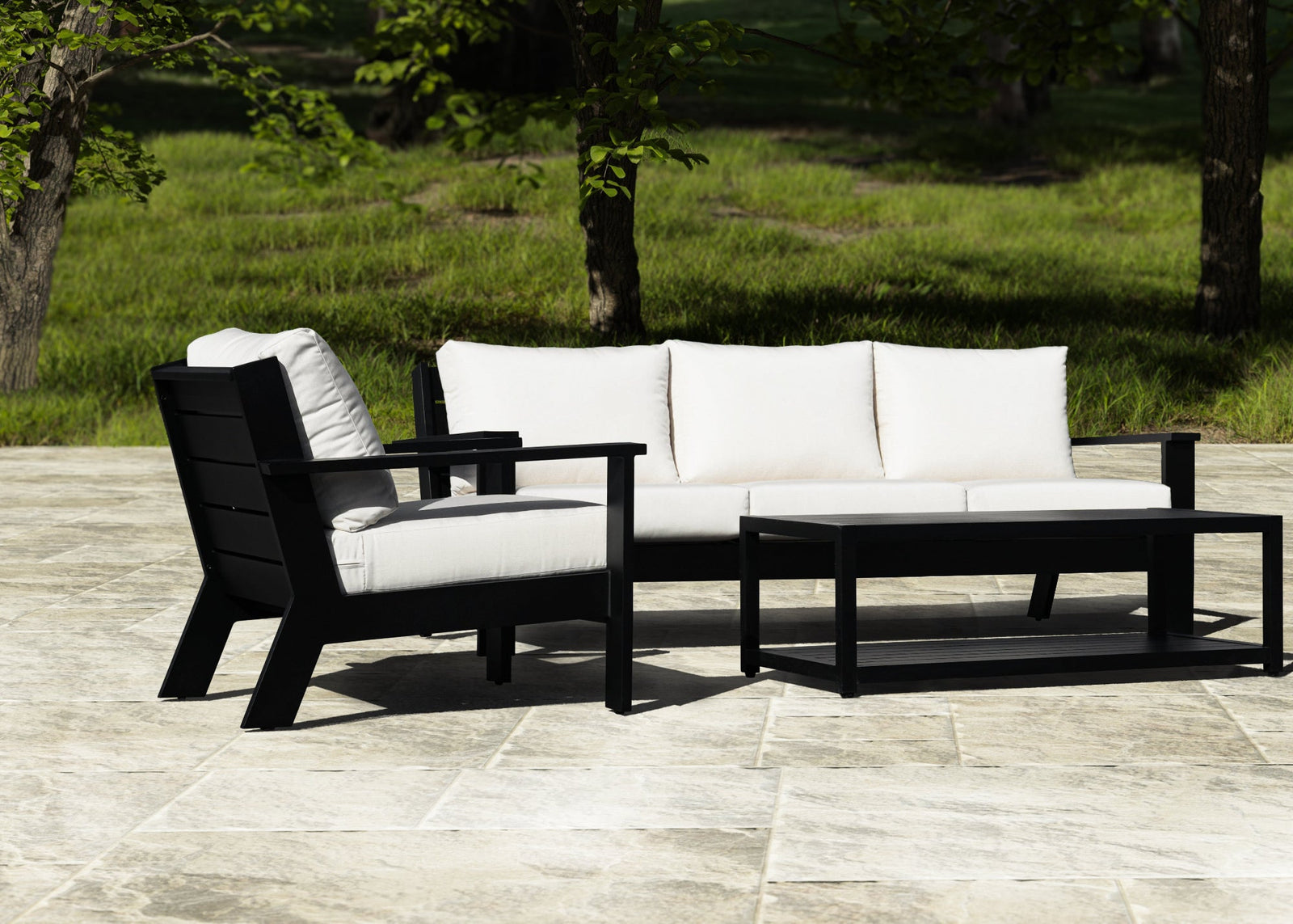 Magnolia Black Aluminum Sofa Set with Sunbrella® Cushions