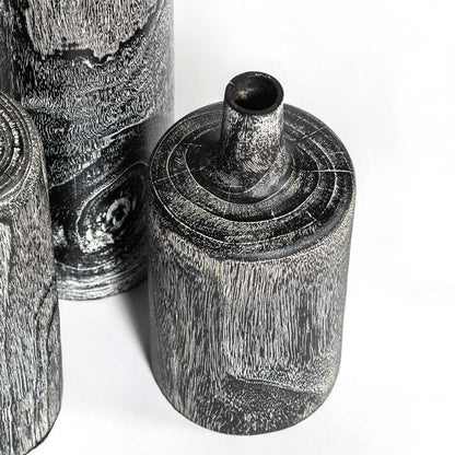 Natura Harper Vase Set of 3 - Burnt Black Teak