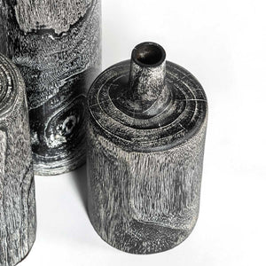 Natura Harper Vase Set of 3 - Burnt Black Teak
