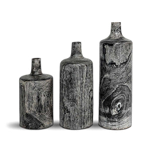 Natura Harper Vase Set of 3 - Burnt Black Teak