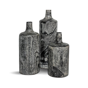 Natura Harper Vase Set of 3 - Burnt Black Teak