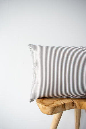 OUTDOOR PILLOW - GREY STRIPE LUMBAR