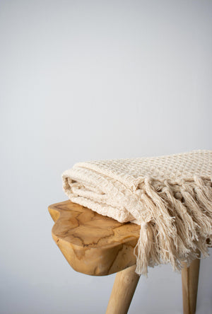 THROW BLANKET - WAFFLE CREAM