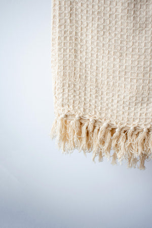 THROW BLANKET - WAFFLE CREAM