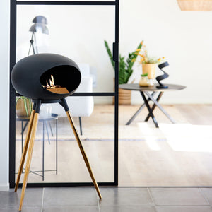 Le Feu Ground High Dome Matte Black Fireplace - BioEthanol Fuel