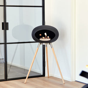 Le Feu Ground High Dome Matte Black Fireplace - BioEthanol Fuel