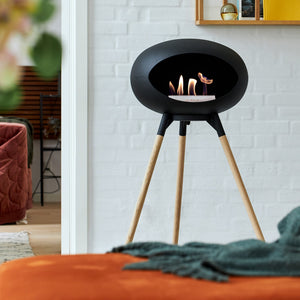 Le Feu Ground High Dome Matte Black Fireplace - BioEthanol Fuel