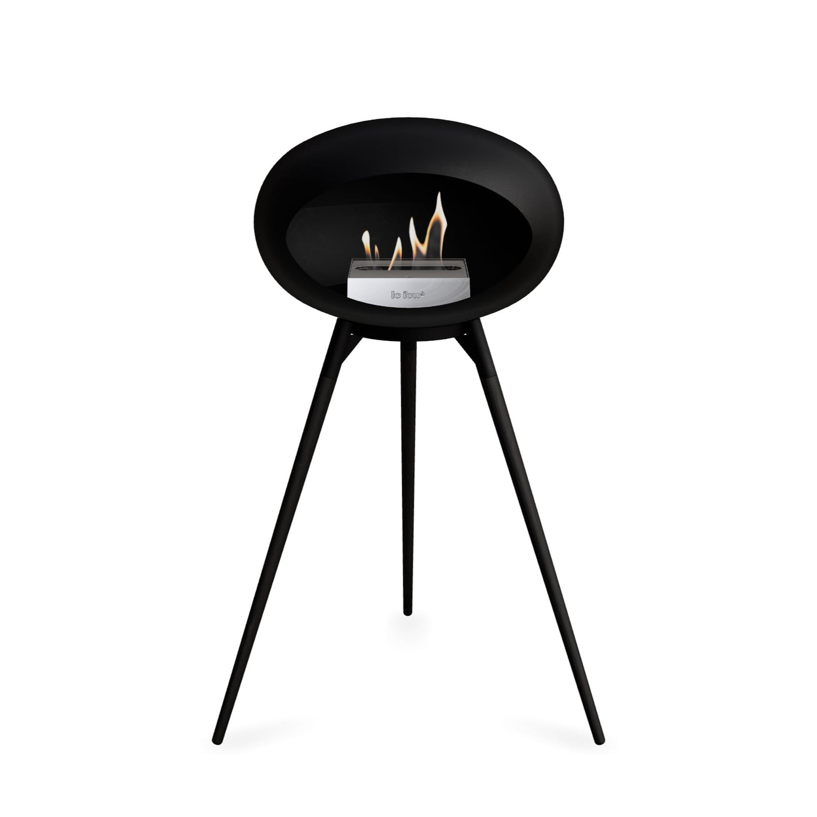 Le Feu Ground High Dome Matte Black Fireplace - BioEthanol Fuel