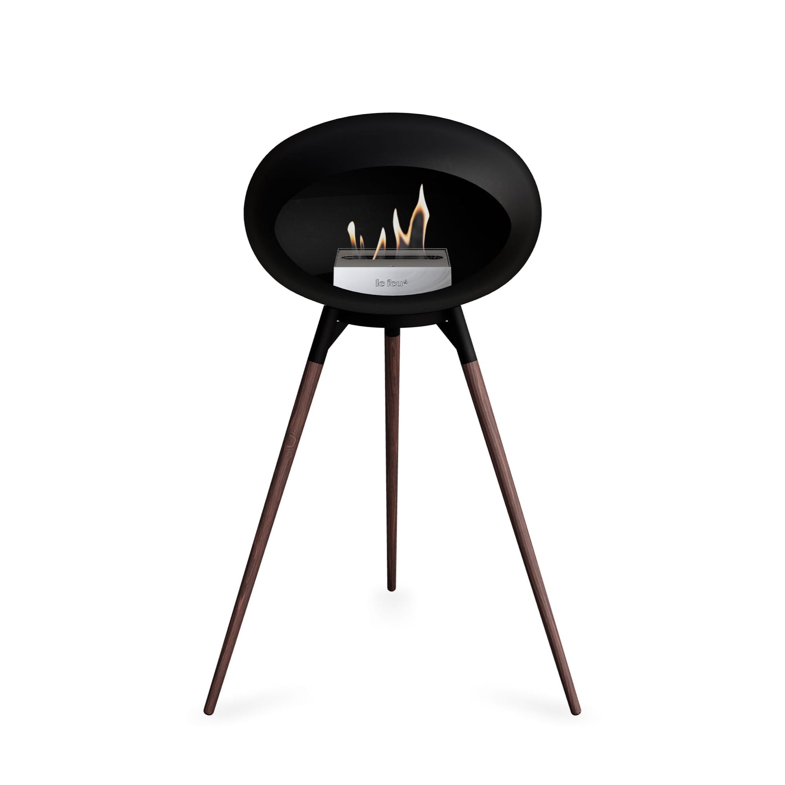 Le Feu Ground High Dome Matte Black Fireplace - BioEthanol Fuel