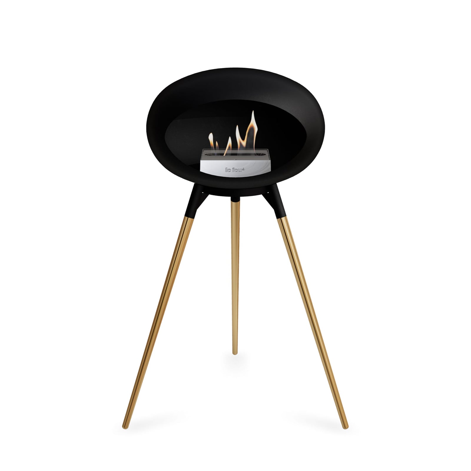 Le Feu Ground High Dome Matte Black Fireplace - BioEthanol Fuel