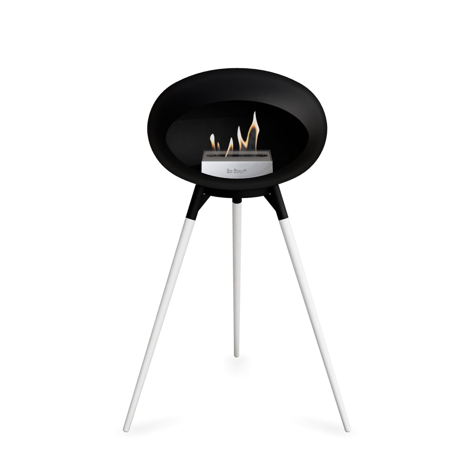 Le Feu Ground High Dome Matte Black Fireplace - BioEthanol Fuel