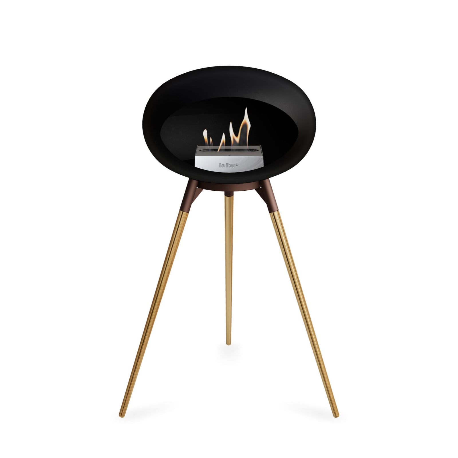 Le Feu Ground High Dome Matte Black Fireplace - BioEthanol Fuel