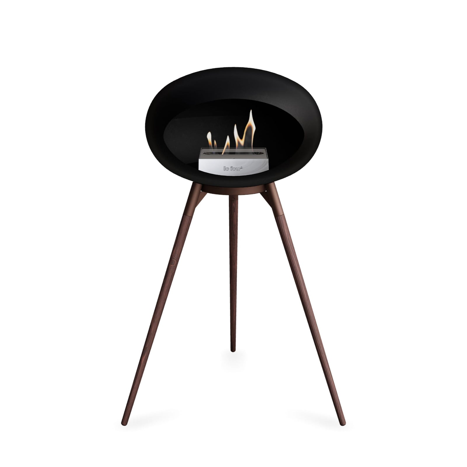 Le Feu Ground High Dome Matte Black Fireplace - BioEthanol Fuel