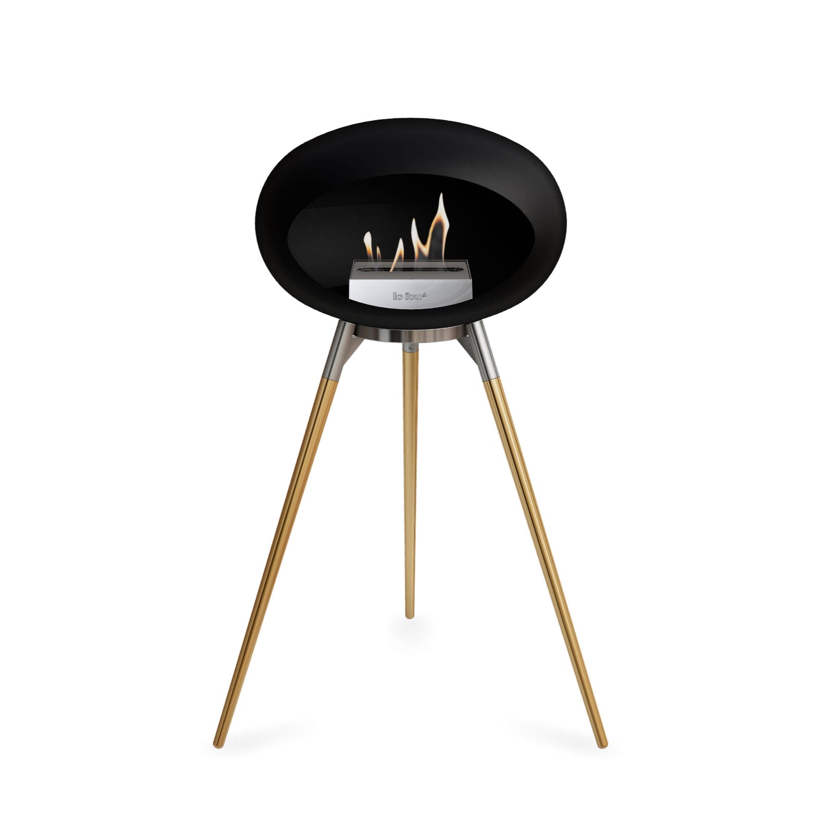 Le Feu Ground High Dome Matte Black Fireplace - BioEthanol Fuel