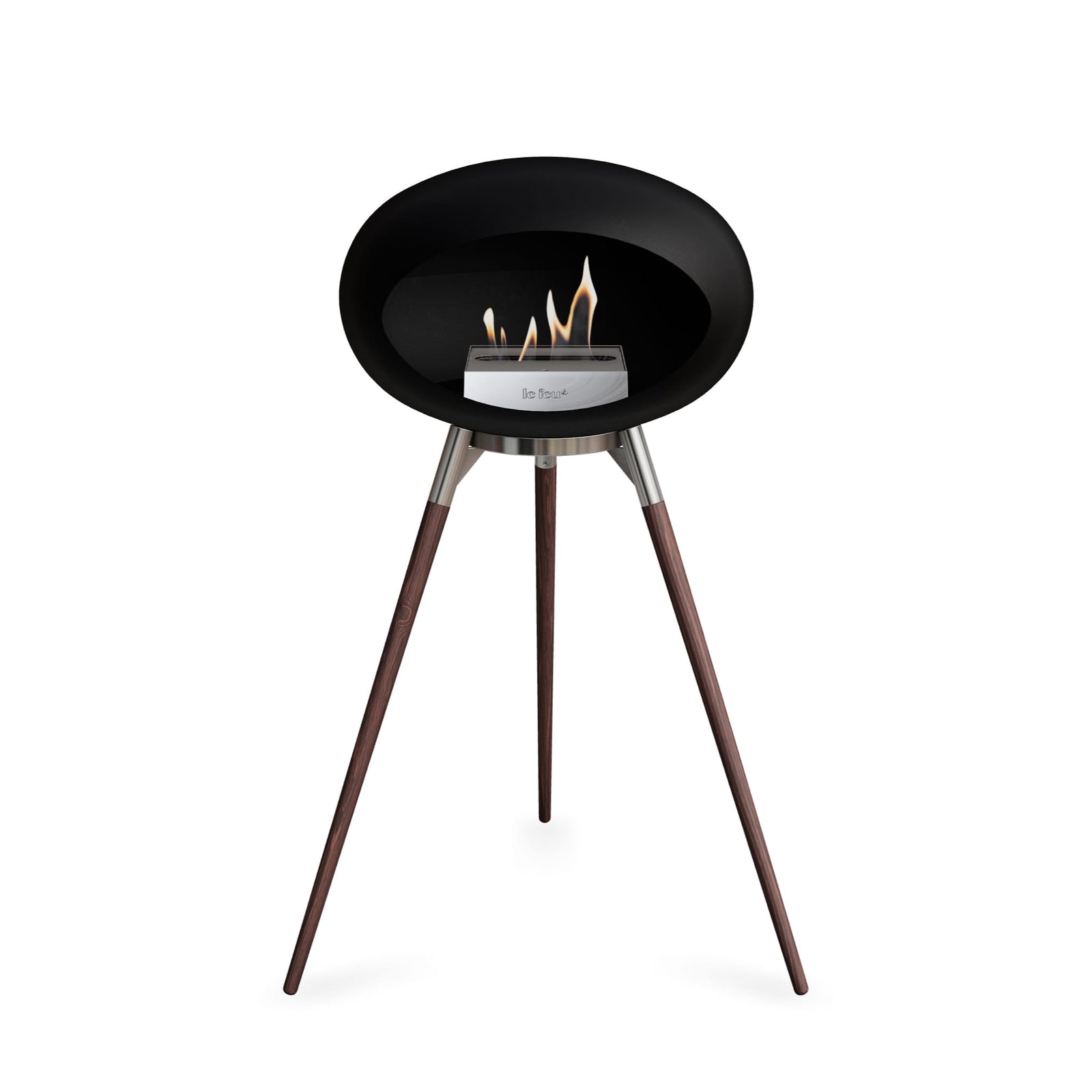Le Feu Ground High Dome Matte Black Fireplace - BioEthanol Fuel