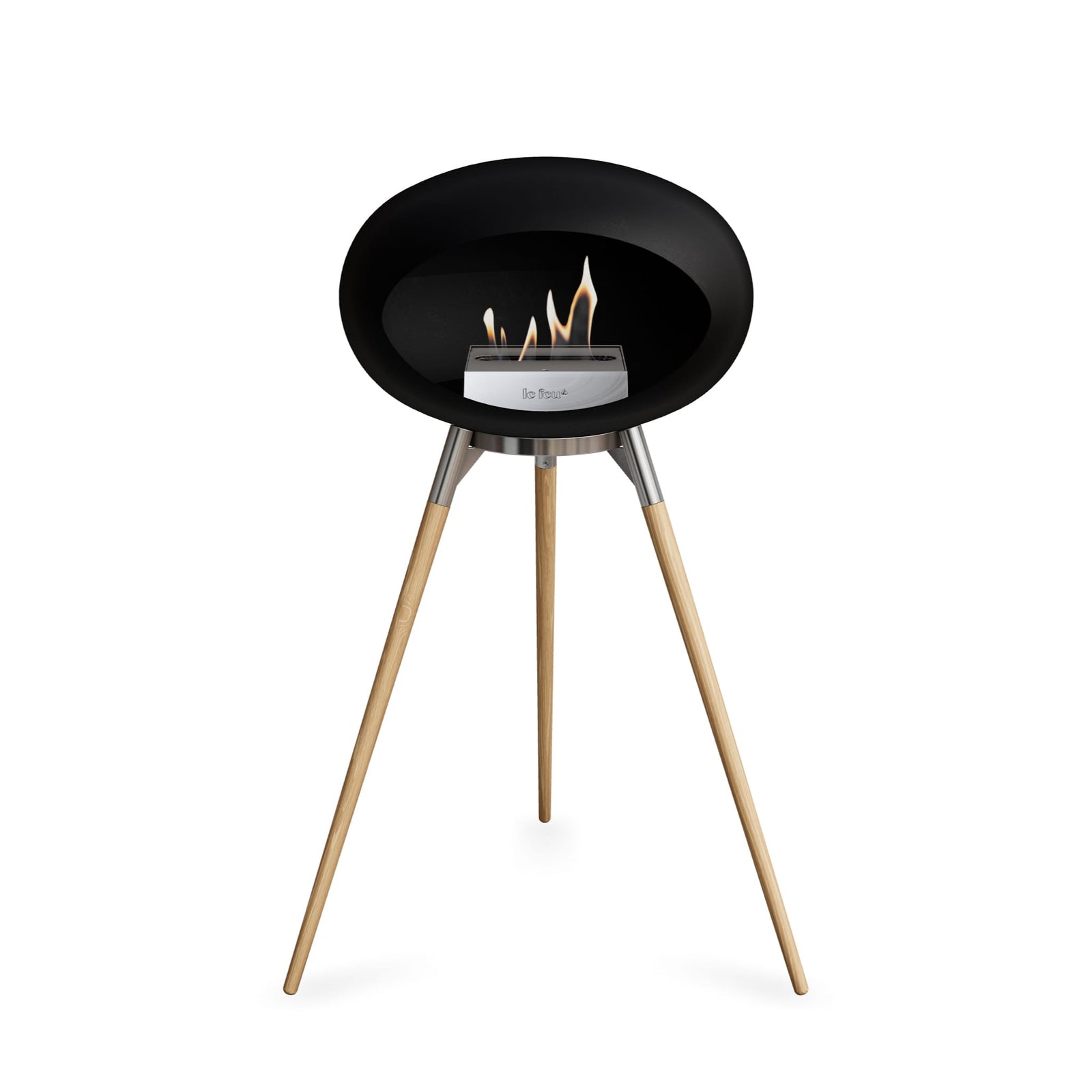 Le Feu Ground High Dome Matte Black Fireplace - BioEthanol Fuel