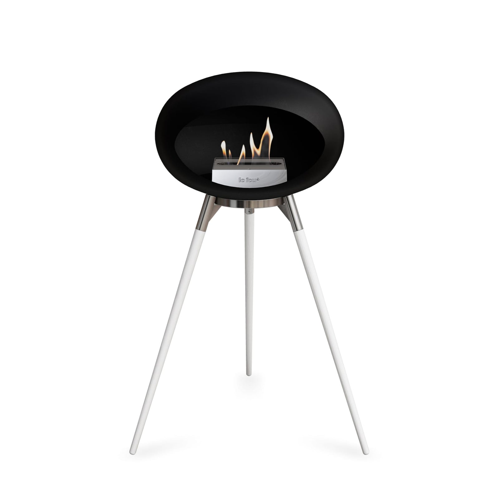 Le Feu Ground High Dome Matte Black Fireplace - BioEthanol Fuel