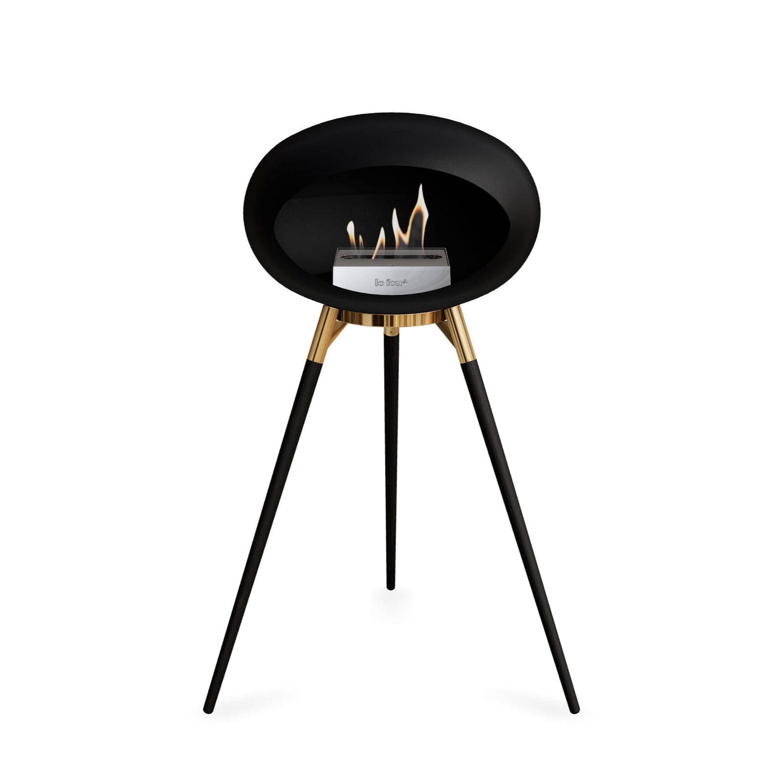 Le Feu Ground High Dome Matte Black Fireplace - BioEthanol Fuel