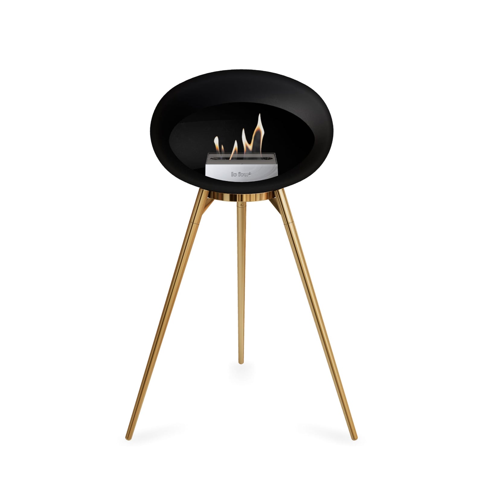 Le Feu Ground High Dome Matte Black Fireplace - BioEthanol Fuel