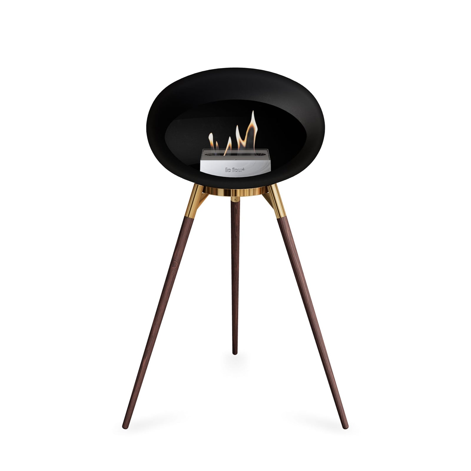 Le Feu Ground High Dome Matte Black Fireplace - BioEthanol Fuel