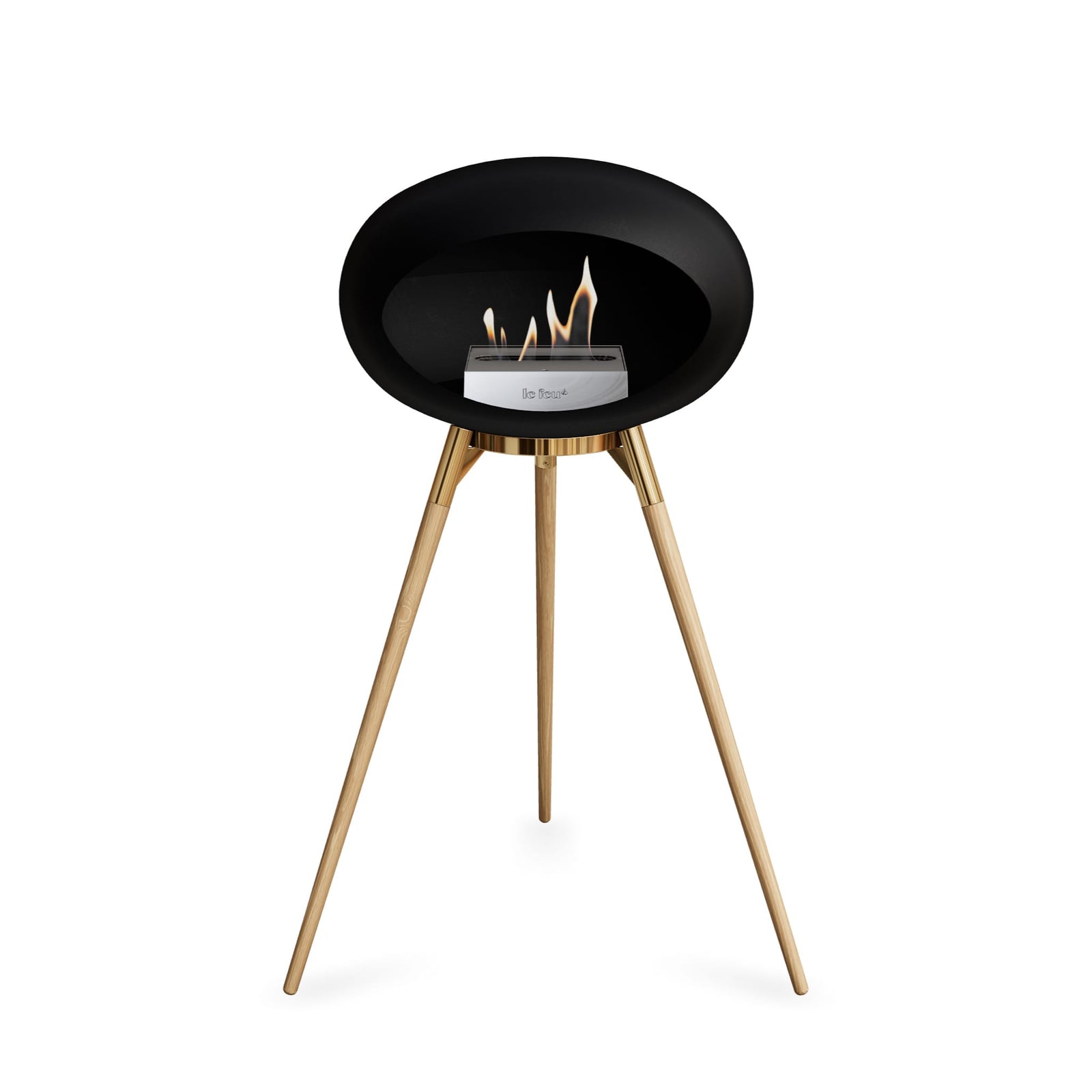 Le Feu Ground High Dome Matte Black Fireplace - BioEthanol Fuel
