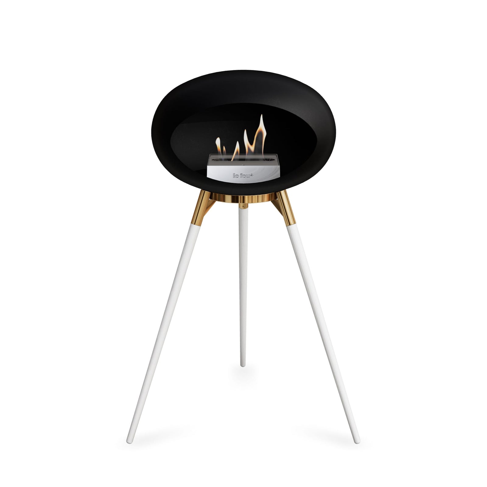 Le Feu Ground High Dome Matte Black Fireplace - BioEthanol Fuel
