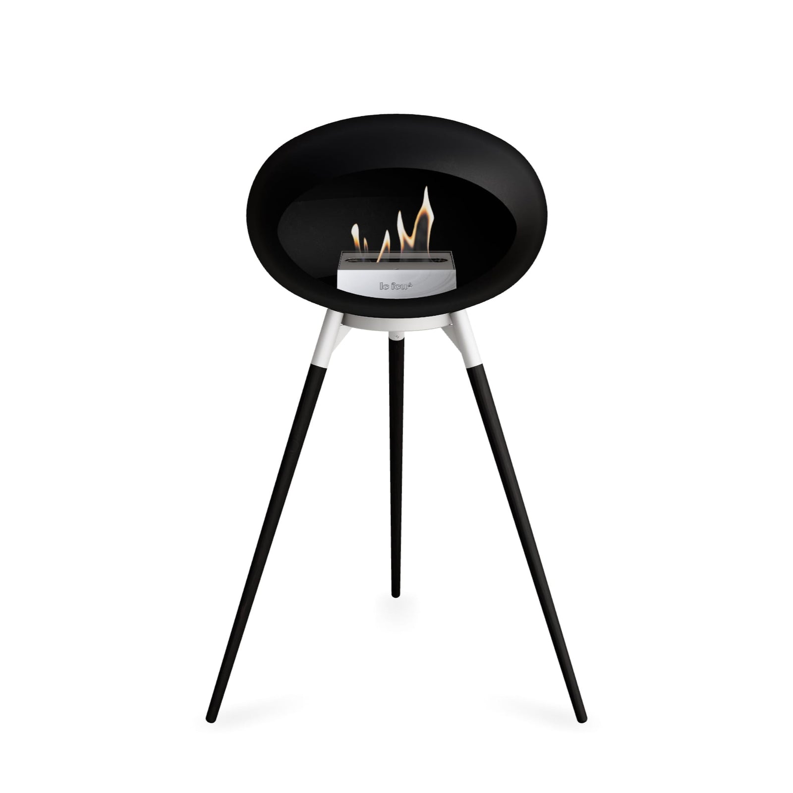 Le Feu Ground High Dome Matte Black Fireplace - BioEthanol Fuel