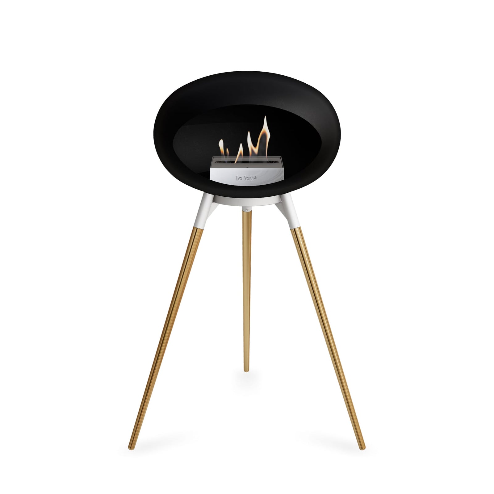 Le Feu Ground High Dome Matte Black Fireplace - BioEthanol Fuel