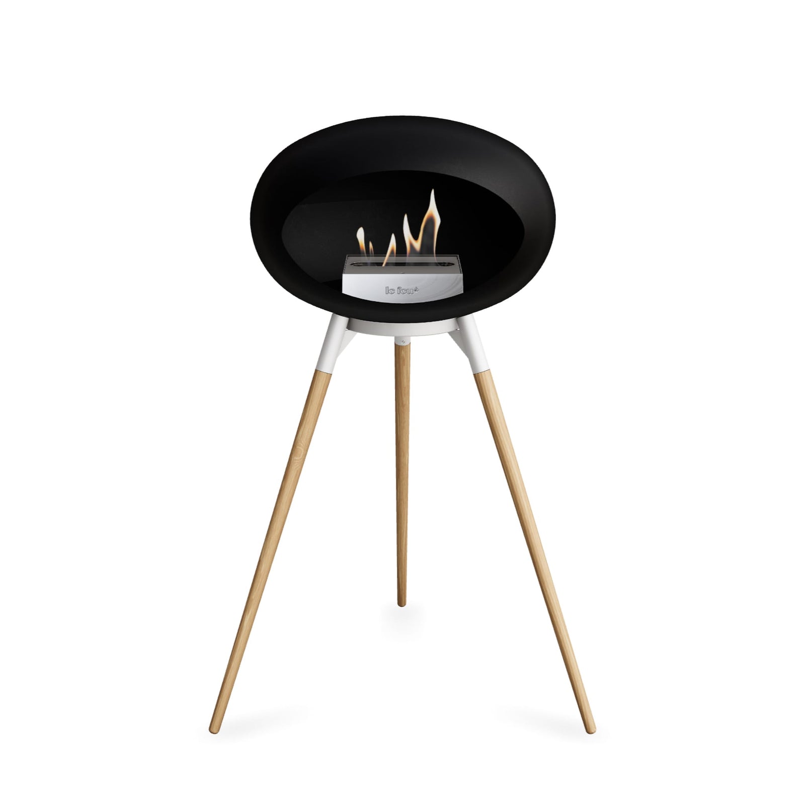 Le Feu Ground High Dome Matte Black Fireplace - BioEthanol Fuel