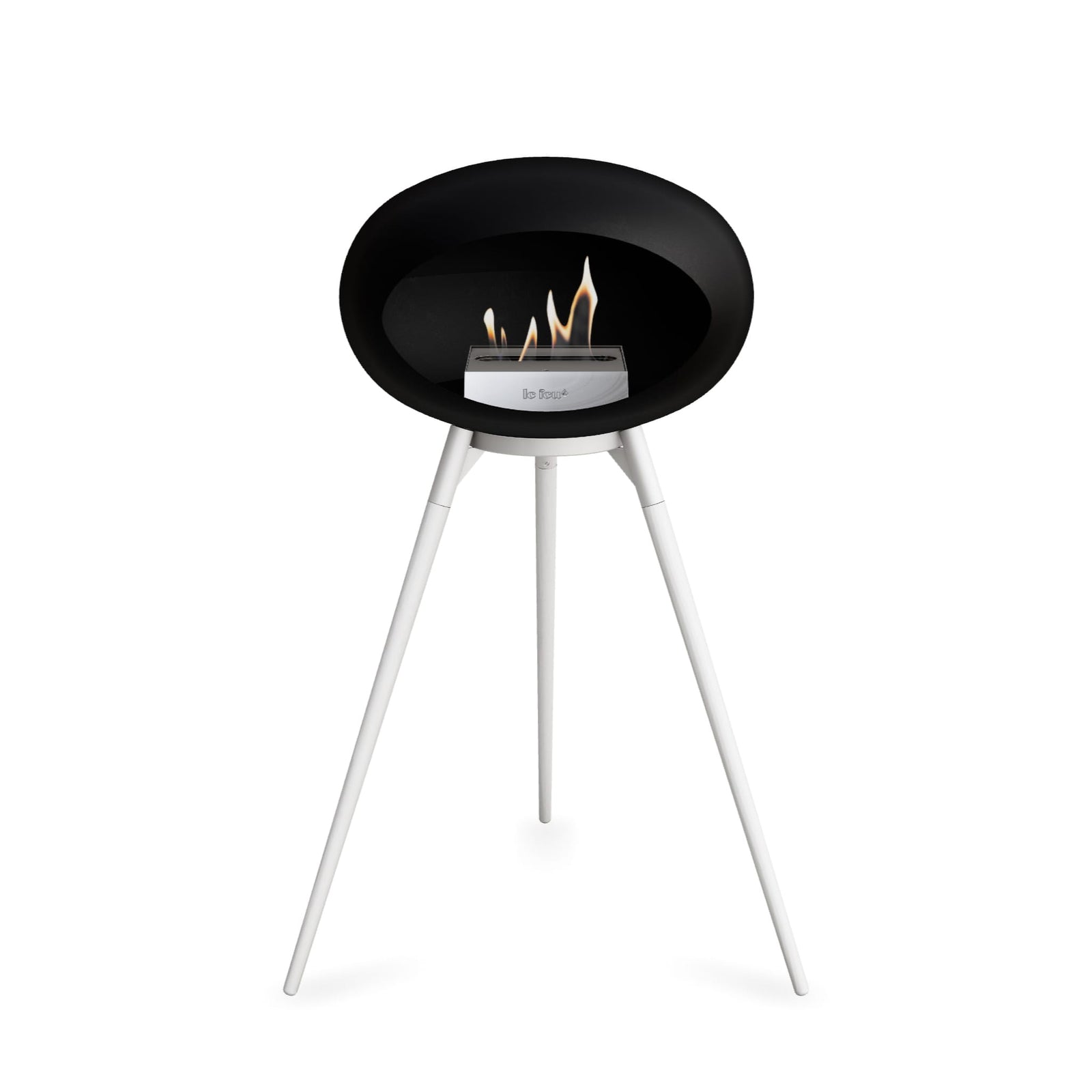 Le Feu Ground High Dome Matte Black Fireplace - BioEthanol Fuel
