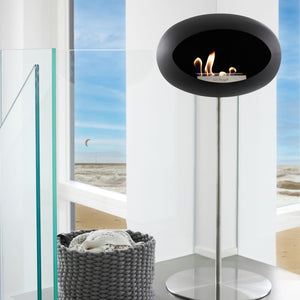 Le Feu Freestanding Matte Black Fireplace - BioEthanol Fuel