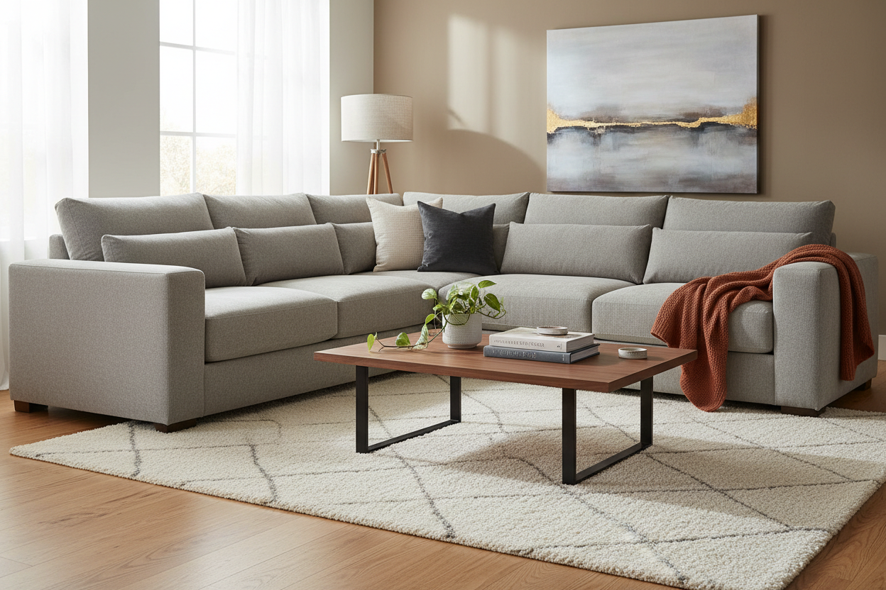 modern sectional with coffee table setting