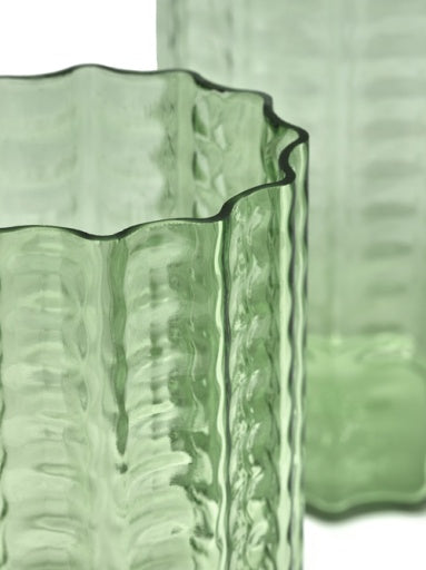 Waves 02 Green Blown Glass Vase
