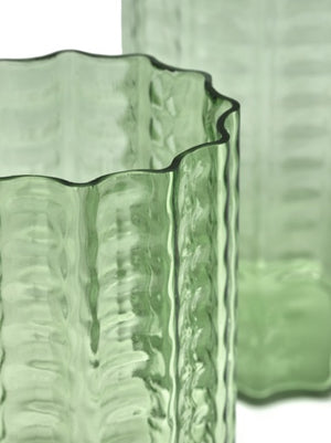 Waves 02 Green Blown Glass Vase